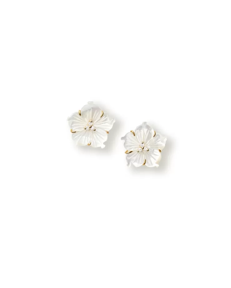 Teri Jon Mother of Pearl Floral Earrings