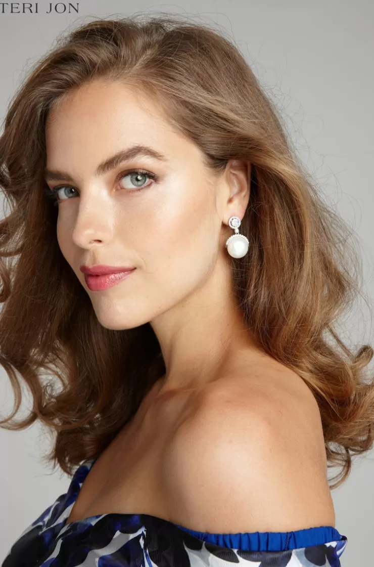 Teri Jon Pearl Drop Earrings