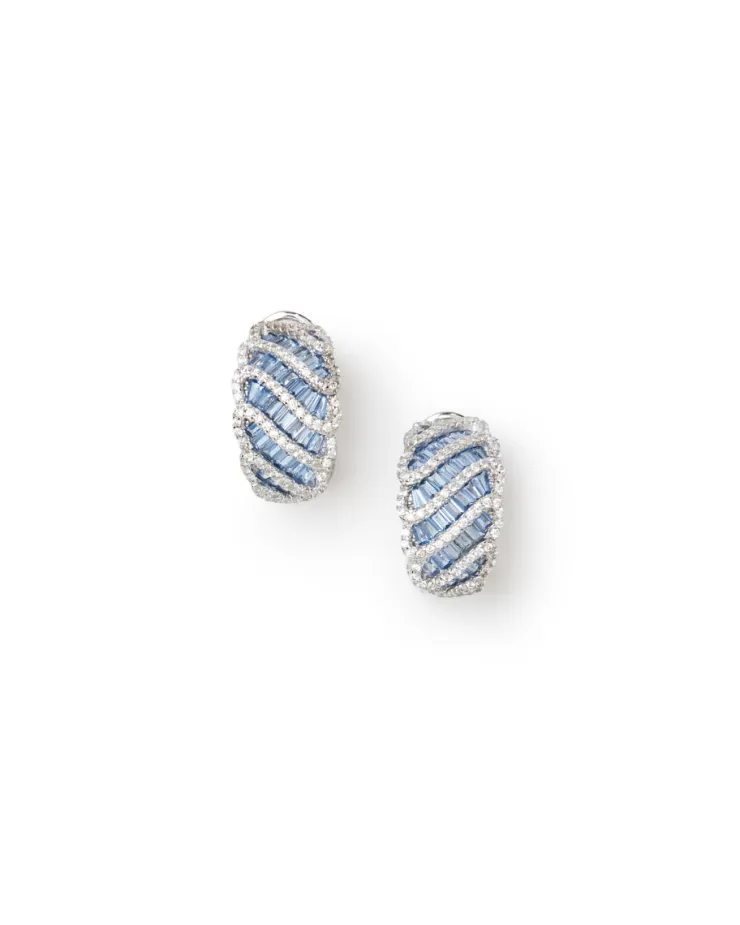 Teri Jon Sapphire Twist Hoops